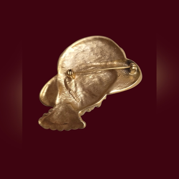 Don-Lin Vintage Brushed Gold Lady Brooch - Picture 4 of 5